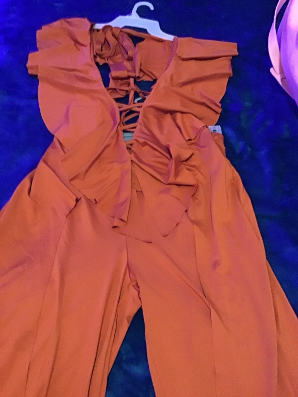 SHEIN Rust Ruffle-Front Jumpsuit - Picture 3 of 8